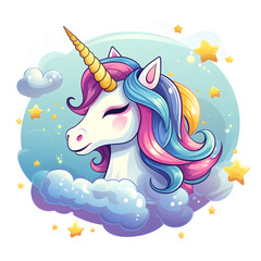 Unicorn Sitting on a Cloud | Mythical Creature in the Sky.