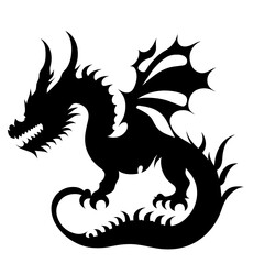 Black silhouette of a dragon on a white background. Vector illustration. Chinese New Year of a Dragon.