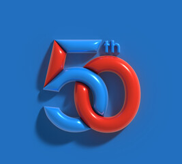 50 Fifty Number Lettering 3d Font Design.