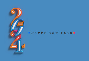 2024 Happy New Year 3d Gold Lettering Illustration.