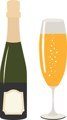 Golden champagne for holiday celebration design concept.
