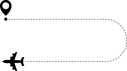 Airplane routes. Travel vector icon. Travel from start point and dotted line tracing.