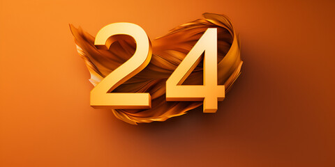 3d number 24 gold stock, number 24 (number twenty-four) perforated with small holes on the...