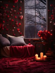 Valentines Day digital backdrop, romantic city, love couple