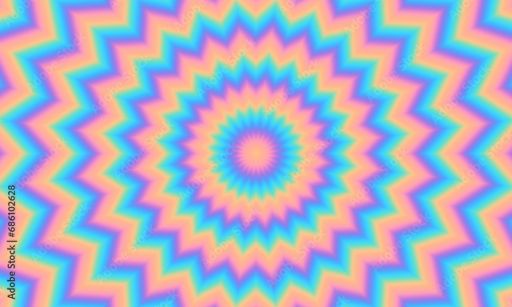 Poster pulsing fiery flower. optical illusion of movement.