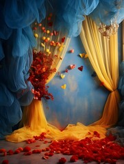 Valentines Day digital backdrop, romantic city, love couple