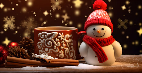 Hot mug and gingerbread Christmas style