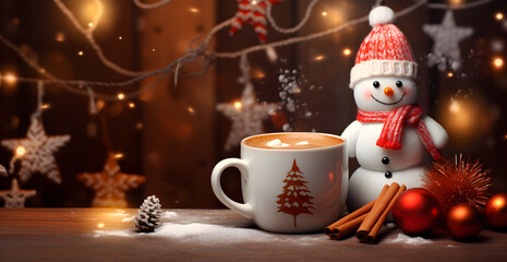 Hot mug and gingerbread Christmas style