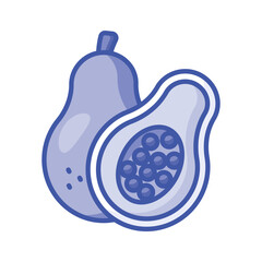 Papaya vector in flat design style, healthy and organic food