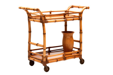 Sustainable Elegance: Choosing the Ideal Bamboo Serving Cart for Your Home Isolated on a Transparent Background