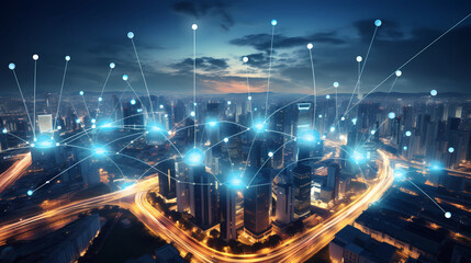 5G wireless network, high speed internet, cloud computing or connect diagram technology, Data storage, service, synchronize, online, financial, Connectivity global, smart city