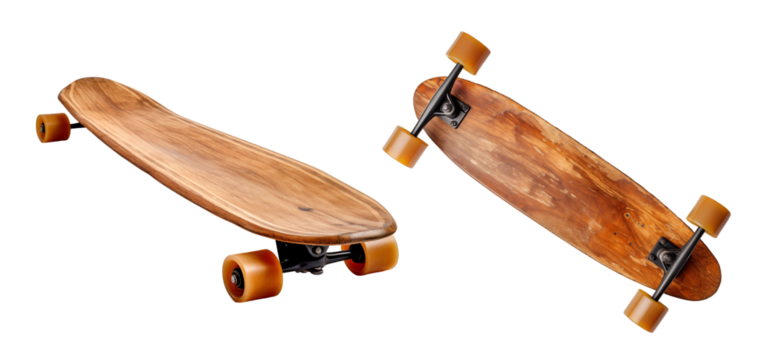 Wooden skateboard from the 80s, cut out - stock png.