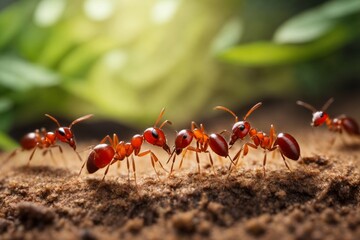 Group of little ants working together, Teamwork Concept