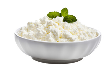 Wholesome Cottage Cheese Isolation on a transparent background - obrazy, fototapety, plakaty
