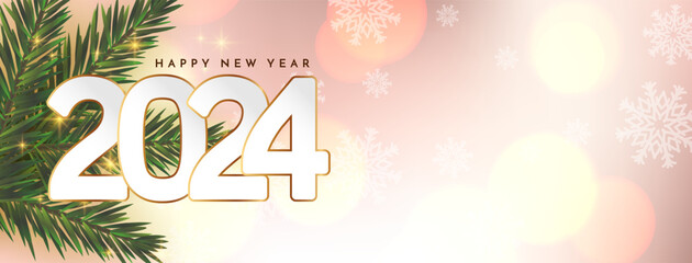 Obraz na płótnie Canvas Decorative Happy new year 2024 greeting banner design