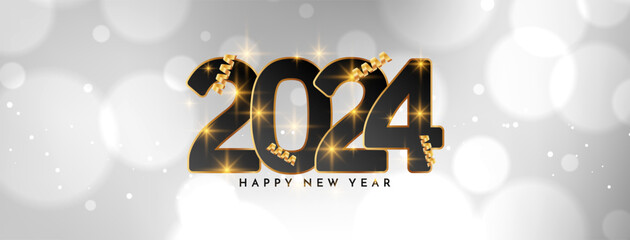 Decorative Happy new year 2024 greeting banner design
