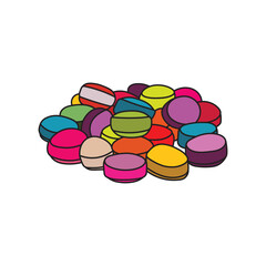 Kids drawing Cartoon Vector illustration hard candy Isolated on White Background