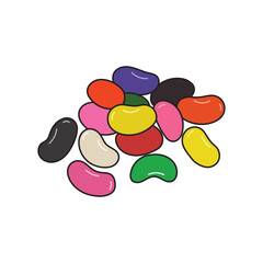 Kids drawing Cartoon Vector illustration jelly beans Isolated on White Background