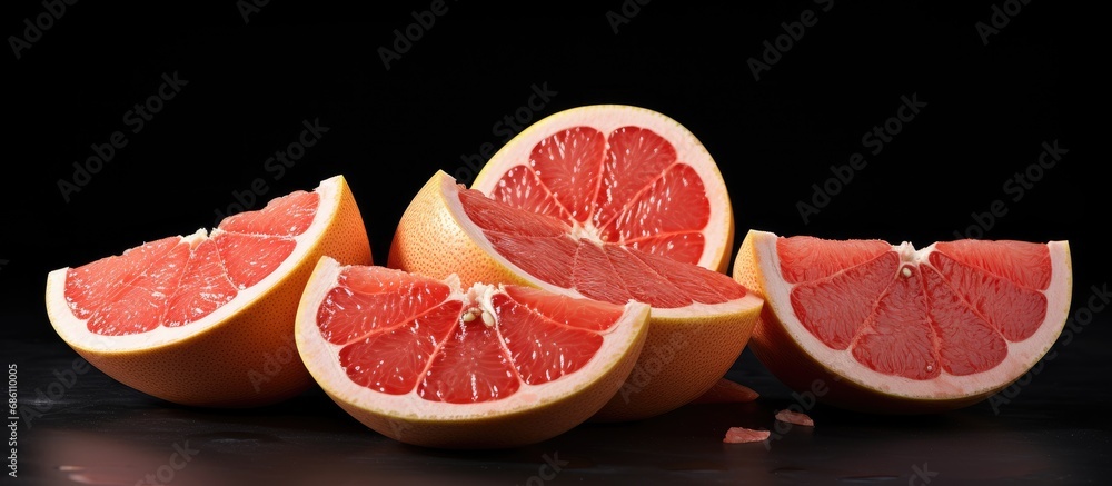 Poster Studio-shot whole and sliced grapefruit.