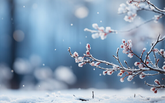 Beautiful snow background for winter christmas greetings banner generation of AI