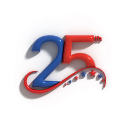 25th Years Anniversary Lettering 3d Line Art Illustration Design