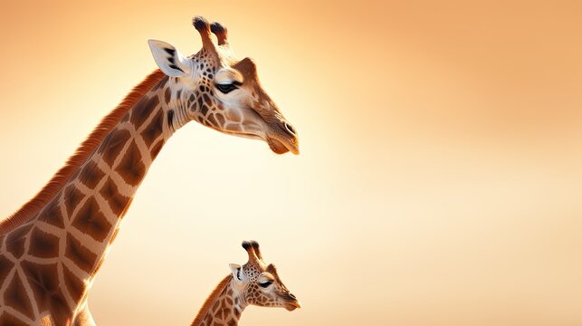 Mother giraffe and her cub.