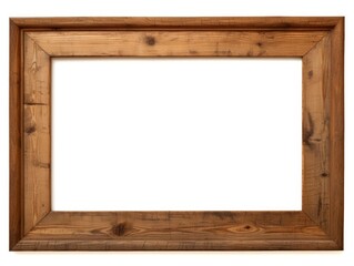 Wooden Frame - Rustic Wood Frame for Artistic Picture on White Background with Clipping Path for Vintage and Grunge Designs