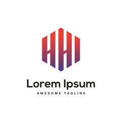 Fototapeta premium HHI Letter Logo Design Free Icon
