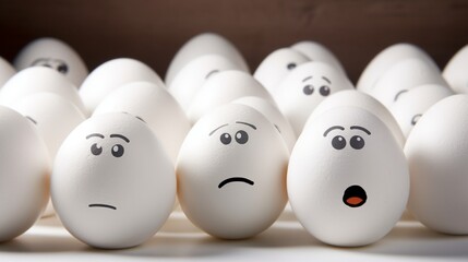Row of sad  Easter egg  generated by AI tool