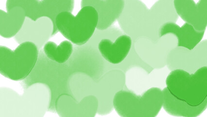 緑のハートが全面に広がる背景イラスト