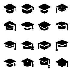 Set of graduation cap icon. Pictogram vector design.