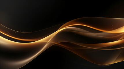 Abstract black and gold wavy with curved lines