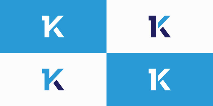 Letter K and number 1 vector logo design