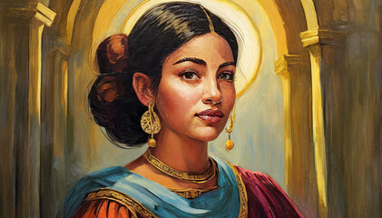 oil painting portrait of woman