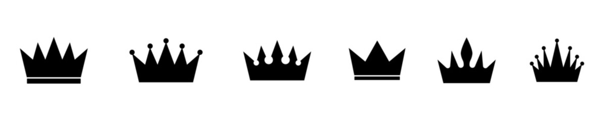 Crown king icon set. Crown symbol collection. Vector illustration - obrazy, fototapety, plakaty