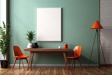 frame with poster mockup in room in modern Scandinavian style