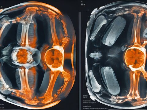 Comparative images of a fractured bone captured through X-ray, MRI, and CT scan, highlighting the diagnostic capabilities of each