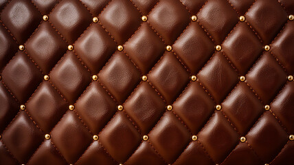 Obraz premium brown diamond pattern embossed leather pattern with gold diamond detail, puffy foam leather for purse.