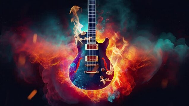 Blazing Electric Guitar: A Fiery Performance