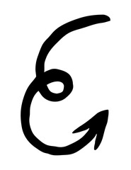 Hand painted arrow drawn with ink brush