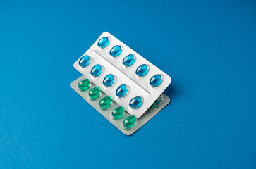 Pill Blisters, Transparent Color Capsules Package, Analgesic Packaging, Painkiller Drugs, Sedative Pills