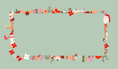 Christmas frame with vector clip art