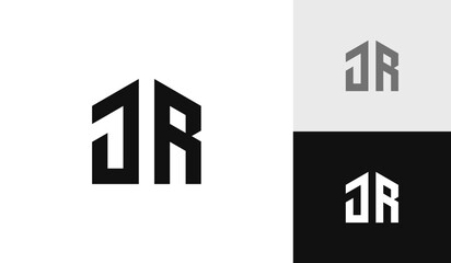 Letter JR initial with house shape logo design