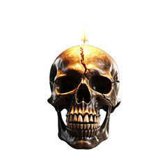 Obraz premium 3d Skull With Burning Candle Halloween Holiday isolated on transparent background