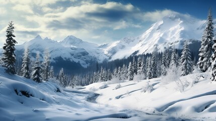 Fototapeta na wymiar The winter landscape is a serene beauty.