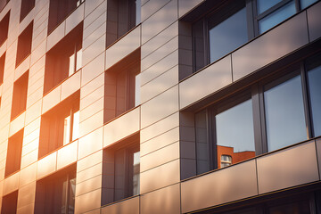 Beautiful facade of a building on a sunlight ai generated art. 