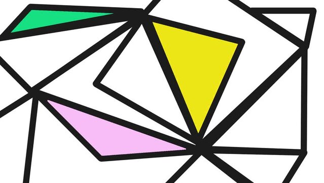 A geometric field of different shapes is painted over in separate zones, simulating the blinking of lights or light bulbs.