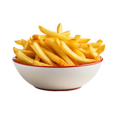 A bowl of french fries isolated on transparent background