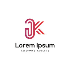 JK Letter Logo Design Free Icon