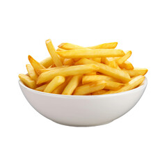 A bowl of french fries isolated on transparent background